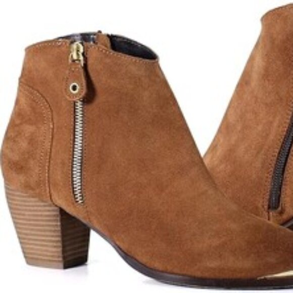 NEW  DIBA TRUE Suede Swing Low Western Booties cognac for women 462tn - Picture 3 of 12